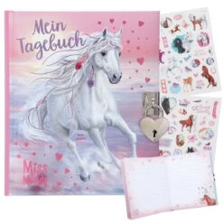 Depesche 12048_A Pferd Miss Melody Tagebuch Mit Stickern Melody Herzchen Pink