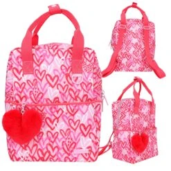 Depesche 12232 TOPModel Rucksack ONE LOVE Rot-rosa Mit Herzen Und Herzanhänger