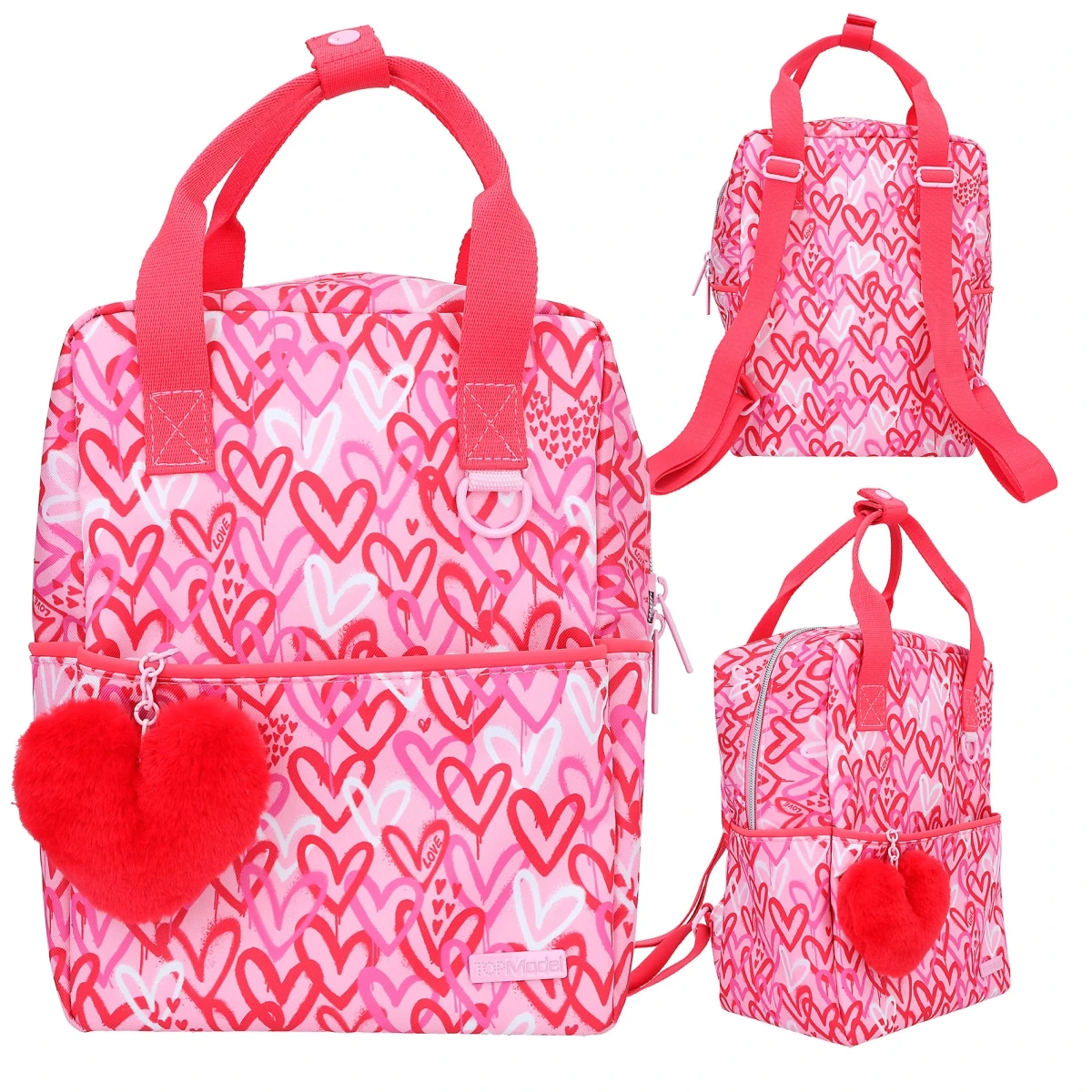 Depesche 12232 TOPModel Rucksack ONE LOVE Rot-rosa Mit Herzen Und Herzanhänger 3 Depesche 12232 TOPModel Rucksack ONE LOVE Rot-rosa Mit Herzen Und Herzanhänger