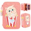 Depesche 12384 TOPModel 3-Fach Federtasche Mit Katzen Applikation Popcorn Peach