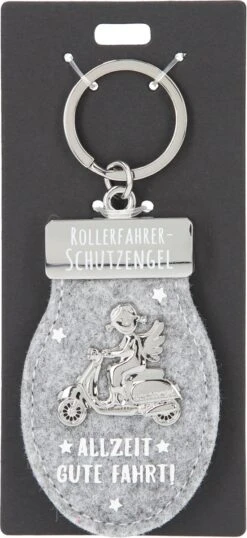 Depesche 11348 Schutzengel Schlüsselanhänger Aus Filz 014 Rollerfahrer Hellgrau