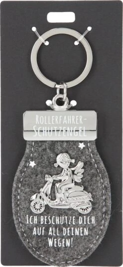 Depesche 11348 Schutzengel Schlüsselanhänger Aus Filz 015 Rollerfahrer Grau