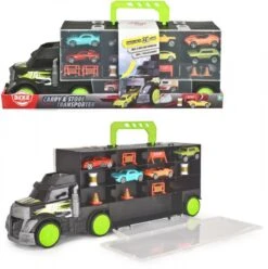 Dickie Toys Transporter Inkl. 4 Fahrzeuge Und 7 Zubehör (Platz Für 28 Fahrzeuge)