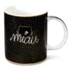 Nici 44013 Tasse MIAU Katze Schwarz Goldene Punkte 8x9,5 Cm Porzellan