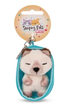 Nici 48838 Schlüsselanhänger Sleeping Pets 10cm Plüsch - Katze Siamkatze Grau