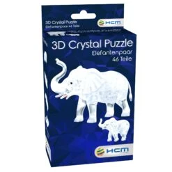 HCM Kinzel Crystal Puzzle 3D - Elefantenpaar Mit Baby 46 Teile Ca. 10cm 59176 -Nici || Wild Republic || Depesche Verkäufe 59176 V 1 kk