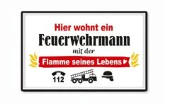 Gilde 67967 Metall Schild Feuerwehr "Hier Wohnt Ein Feuerwehrmann" Ca. 30x19 Cm