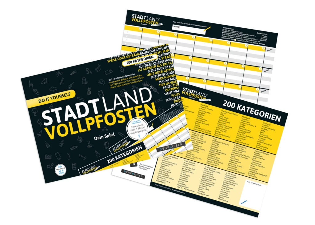 Stadt Land Vollpfosten Do It Yourself DinA4 Format Mit 200 Kategorien Reisespiel 7 Stadt Land Vollpfosten Do It Yourself DinA4 Format Mit 200 Kategorien Reisespiel – Bild 5