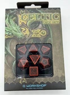 Celtic Dice Set Würfelset Rollenspielwürfel Rot & Schwarz (7 Stück)