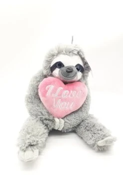 Faultier Sloth Mit Herz "I Love You" Schlenker Plüsch Liebe Herz Rosa Ca 30cm