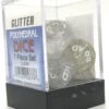 Koplow Rollenspielwürfel Glitter Klar/Weiß 7er Set Mit Verschiedenen Würfelaugen