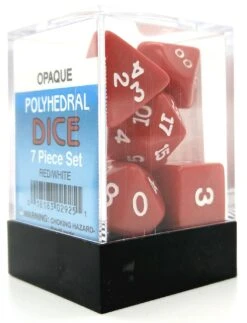 Koplow Rollenspielwürfel Opaque Rot/Weiß 7er Set Mit Verschiedenen Würfelaugen
