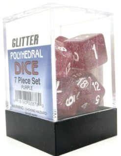 Koplow Rollenspielwürfel Glitter Lila/Weiß 7er Set Mit Verschiedenen Würfelaugen