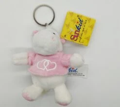 SunKid 12668 Stofftier Schlüsselanhänger Plüsch Liebe Doppelherz Rosa Ca. 10cm