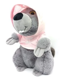 Biber Mit Hoodie Ca 20cm Plüsch Kuscheltier 3852 - Rosa "Keep Cool"