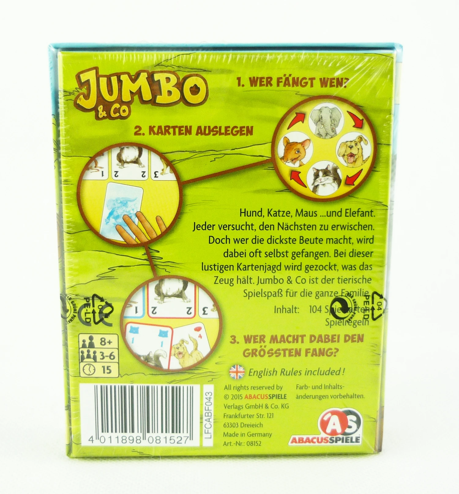 Jumbo & Co. Tierisches Kartenspiel Familienspiel Für 3-6 Spieler ABA08152 4 Jumbo & Co. Tierisches Kartenspiel Familienspiel Für 3-6 Spieler ABA08152 – Bild 2