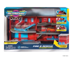 JAZWARES MicroMachines Spielset Serie 1 Inkl. Fahrzeug - Rettungswache Feuerwehr