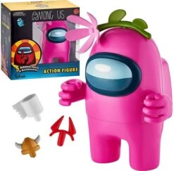 Among Us Action Figur Ca. 20cm Im Display Inkl. 5 Gegenstände Serie 1 - Rosa