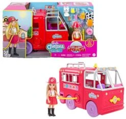 MATTEL Barbie Chelsea Feuerwehrauto Fire Truck Ca. 21x40 Cm Spielset Mit Zubehör HCK73