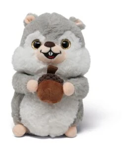 Eichhörnchen Mit Nuss Stofftier Plüsch Kuscheltier Ca. 21cm - Grau 3781